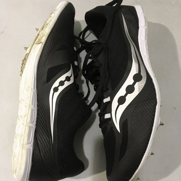 SAUCONY VENDETTA 3 BLACK/WHITE TRACK & FIELD SPIKE SHOES 11.5-NICE! main image 5